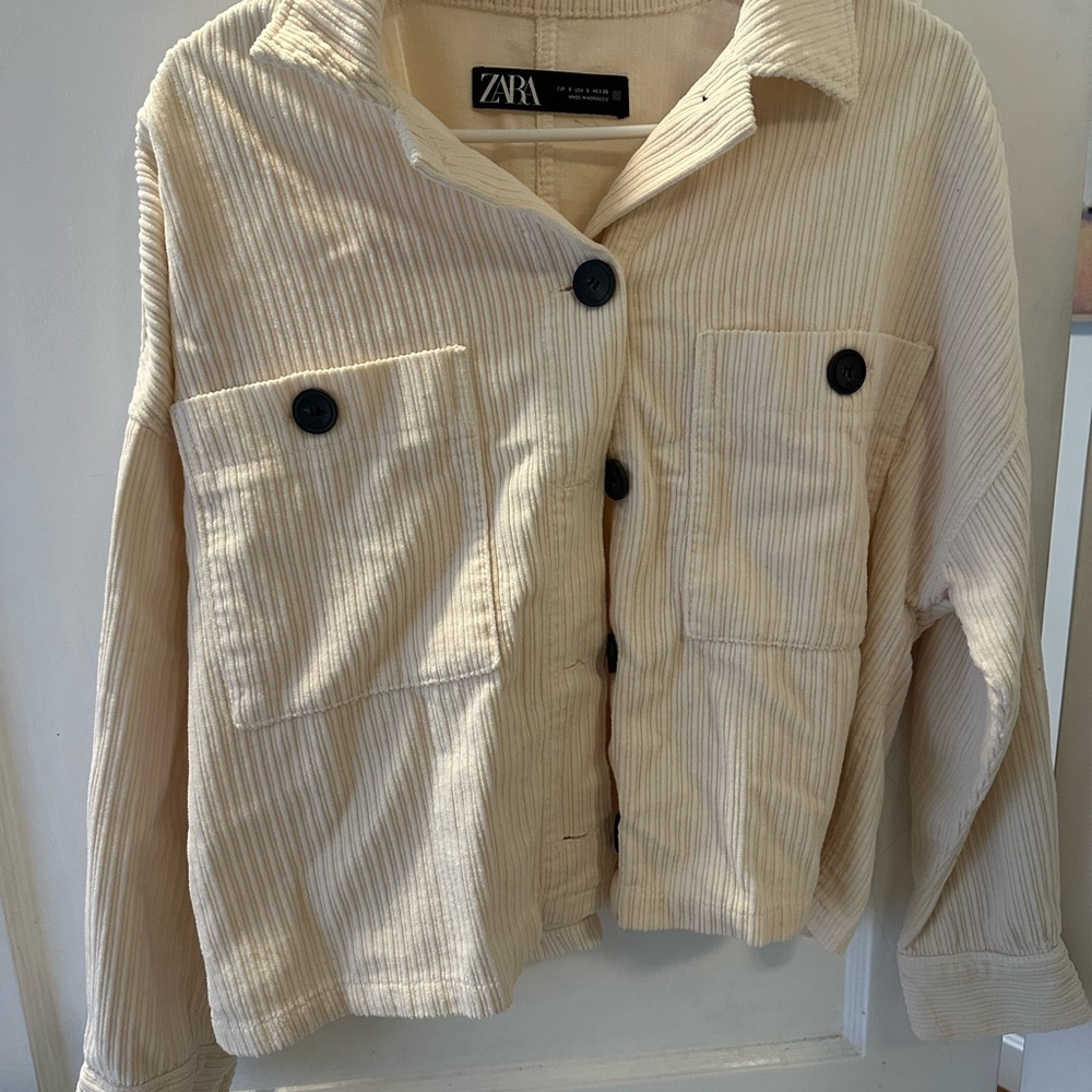 Zara Beige Corduroy Utility Jacket